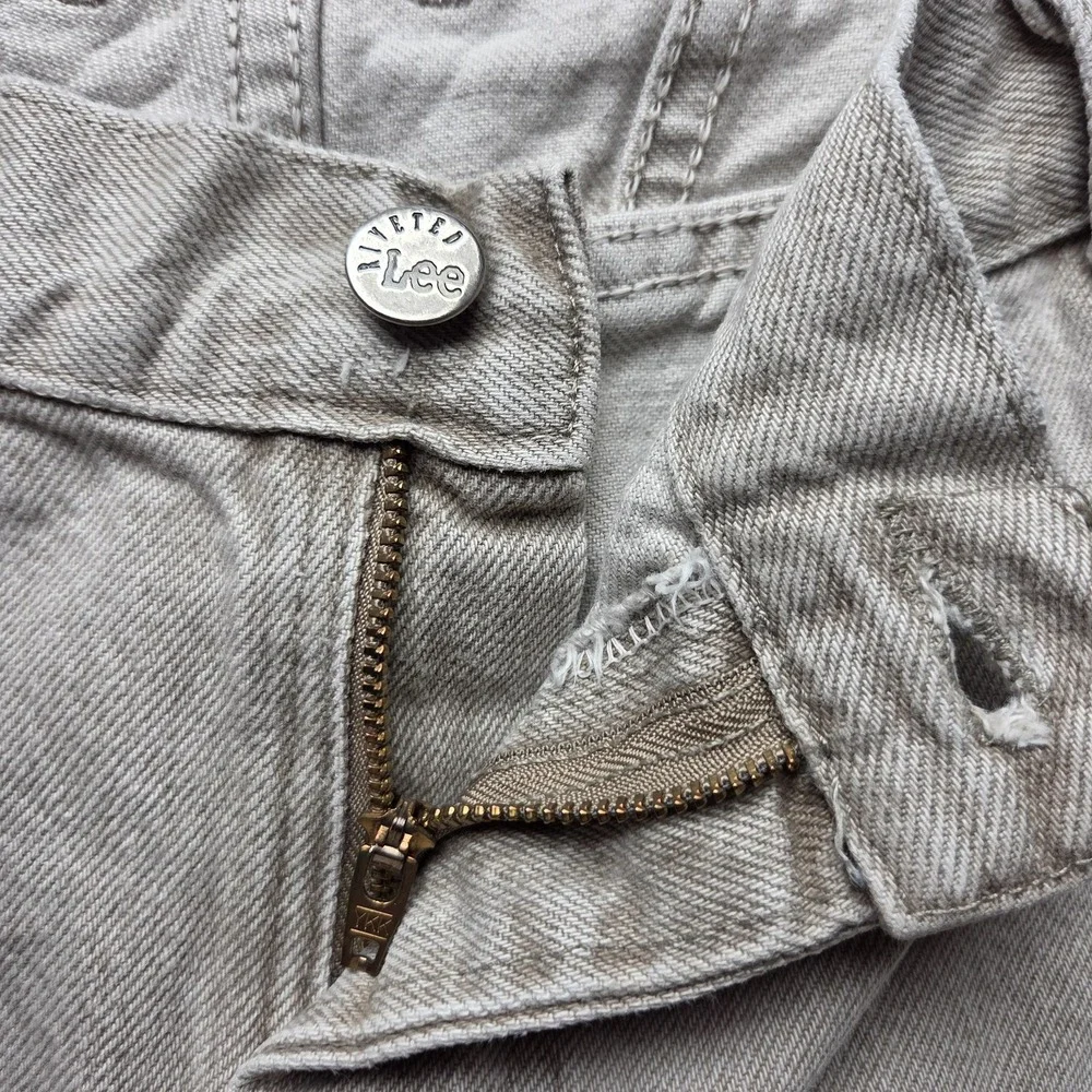 Lee Riveted Jeans Mens 45x29 Beige Relaxed Straight Denim‎ Pants Light Wash